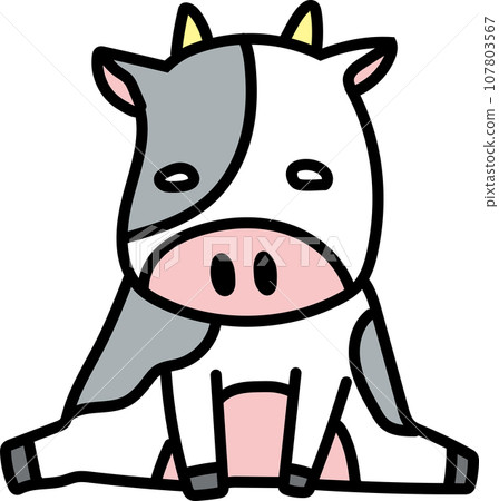 A loose hand-drawn dairy cow is sitting A loose hand-drawn dairy cow is sitting 107803567