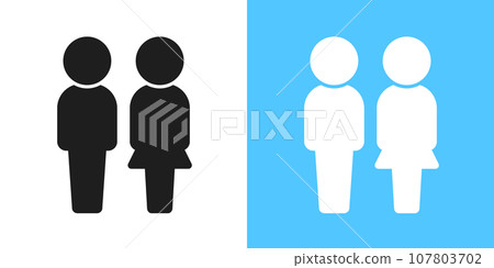 Pictograms of two people, a man and a woman - a set of signs for couples, gender, toilets, etc. 107803702