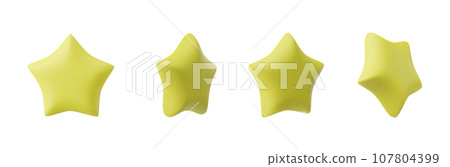 Set of yellow stars different shapes. Realistic 3d design cartoon style. vector illustration 107804399