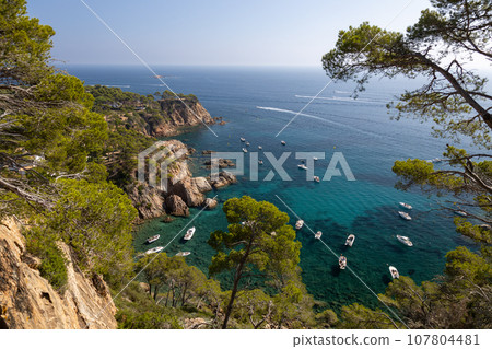 View of cove in Palamos, Costa Brava, Girona. Spain View of cove in Palamos, Costa Brava, Girona. Spain 107804481