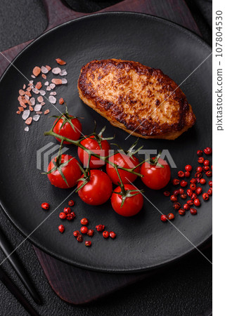 Delicious fresh fried vegetarian soybean cutlet with salt, spices and herbs Delicious fresh fried vegetarian soybean cutlet with salt, spices and herbs 107804530