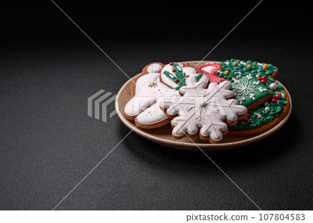Fresh delicious baked christmas or new year gingerbread cookies Fresh delicious baked christmas or new year gingerbread cookies 107804583