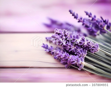 Horizontal blur wallpaper with purple lavender. Detailed image of violet flower. Horizontal blur wallpaper with purple lavender. Detailed image of violet flower. 107804931