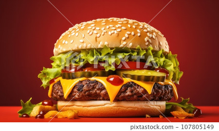 beef burger with copy space beef burger with copy space 107805149