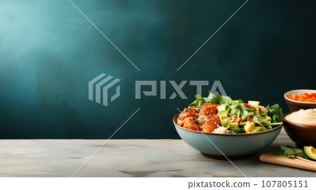 poke bowl with copy space poke bowl with copy space 107805151