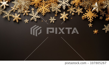 gold snowflakes with copy space 107805267
