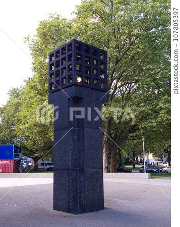 The memorial with an eternal flame for the victims of National Socialism at Munich, Germany The memorial with an eternal flame for the victims of National Socialism at Munich, Germany 107805397