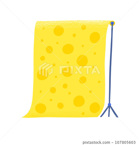 Cartoon Color Photo Studio Stand with Empty Template Yellow Paper Background Concept Flat Design Style. Vector illustration of Professional Equipment 107805603