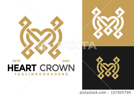 Elegant p logo with crown and love shape heart Vector Image