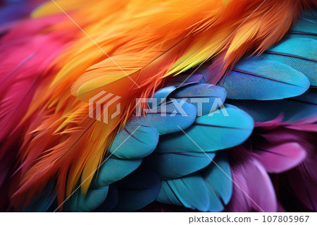 Brightl multi-colored feathers 107805967