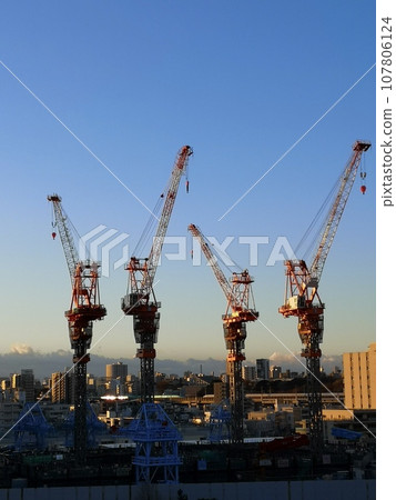 Tower crane on construction site 107806124