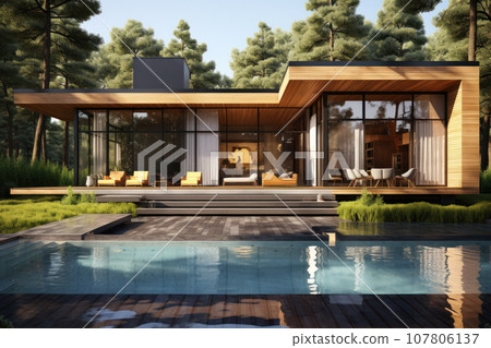 Minimalist cubic house exterior Minimalist cubic house exterior 107806137