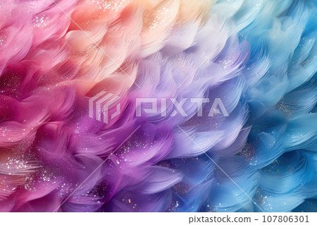 Colorful feather texture background, unicorn color for children party 107806301