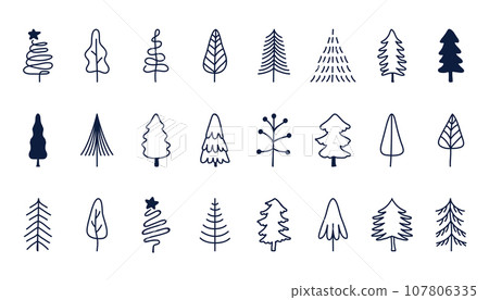 Set of vector abstract Christmas trees. Hand-drawn Set of vector abstract Christmas trees. Hand-drawn 107806335