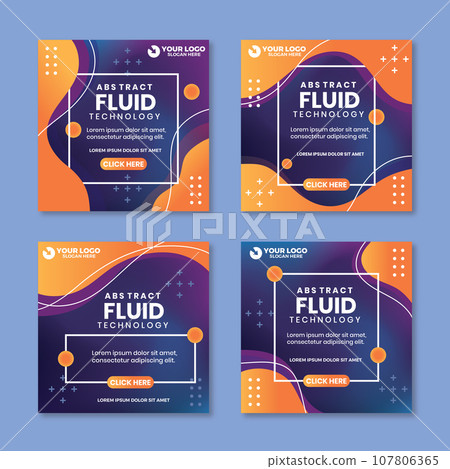 Vector gradient abstract fluid technology Instagram post collection 107806365