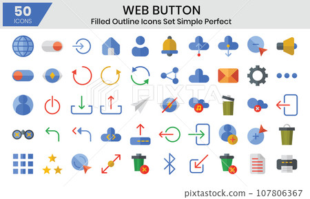 Web button flat icons set, miscellaneous collection. 107806367