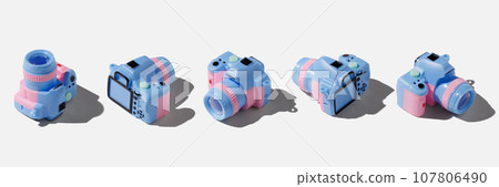 Colorful toy camera on pastel color background Colorful toy camera on pastel color background 107806490