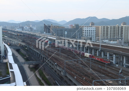 Sanyo Main Line freight train near Himeji Station 107808069