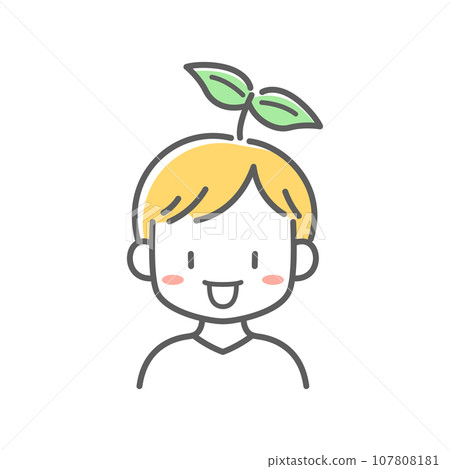 Cute boy with young leaves 107808181