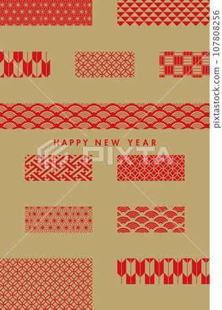 New Year's card Japanese pattern 2024 107808256
