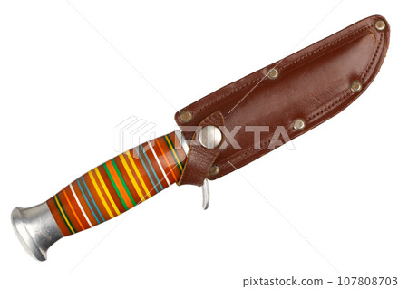Vintage hunting knife with leather holster Vintage hunting knife with leather holster 107808703