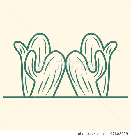 Cactus Logo, Simple Line Cactus Design, Green Plant Vector, Icon, Symbol, Illustration 107808959
