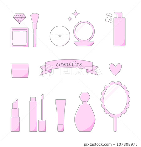 Illustration of cute cosmetic set Illustration of cute cosmetic set 107808973