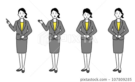 Illustration set of smiling business women in suits, vector Illustration set of smiling business women in suits, vector 107809285