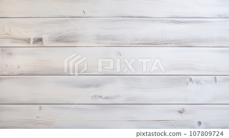 Minimalist White Wooden Background, Top View of Clean, Vintage Design - Perfect Space for Creative Photography, Rustic Decor, or Retro Mockups, Ai generative 107809724