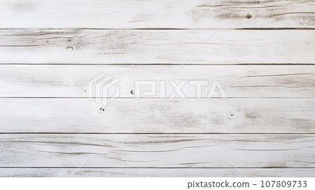 Minimalist White Wooden Background, Top View of Clean, Vintage Design - Perfect Space for Creative Photography, Rustic Decor, or Retro Mockups, Ai generative 107809733