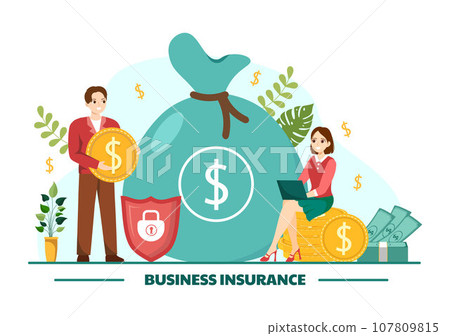 Business Insurance Vector Illustration to Support Protection About Family Life, Healthcare, Transportation and Building in Financial Operation 107809815