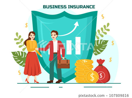 Business Insurance Vector Illustration to Support Protection About Family Life, Healthcare, Transportation and Building in Financial Operation 107809816