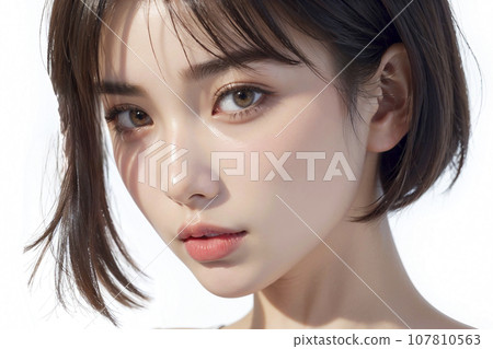 Portrait of a woman with a short bob (AI generated image) 107810563