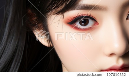 年輕女性眼妝特寫“AI生成圖像” 107810832