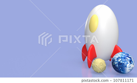 The rocket and planet for education or sci concept 3d rendering 107811171