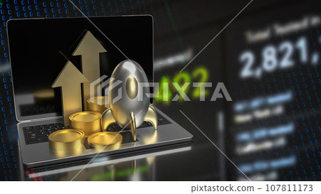 The red rocket and coins for Business and start up concept 3d rendering The red rocket and coins for Business and start up concept 3d rendering 107811173
