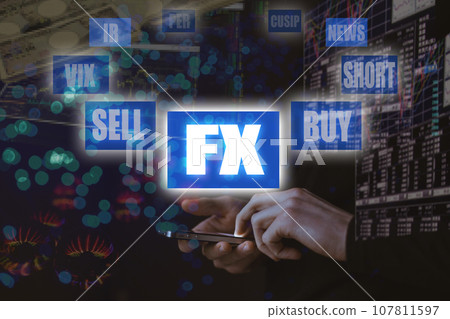 Image of financial transactions on smartphone FX Image of financial transactions on smartphone FX 107811597