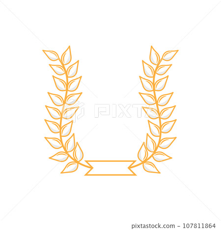 Rice Logo, Farm Wheat Logo Design, Vector Wheat Rice Icon Template Retro Vintage Illustration 107811864