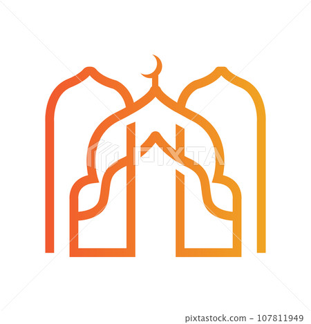 Mosque Logo, Islamic Worship Design, Eid Al Fitr Mosque Building Vector Icon Template, Ramadan, Eid Al Adha 107811949