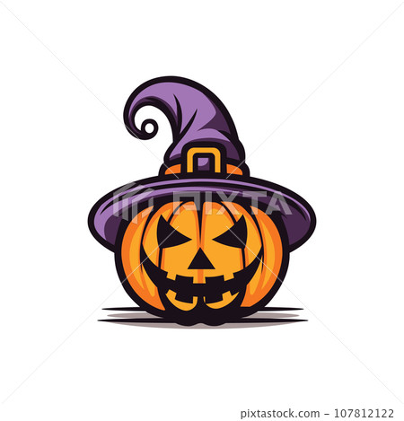 halloween vector flat vector icon with halloween pumpkin 107812122