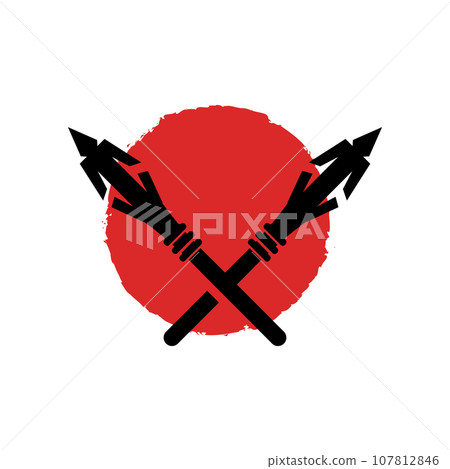 Arrowhead Spear Logo, Arrow Hunting Hipster Weapon Design, Vector Illustration Template 107812846