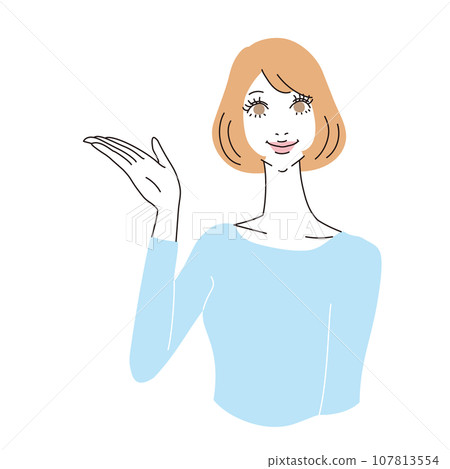一個留著鮑伯頭髮的女人的上半身，她握住她的手進行引導 107813554