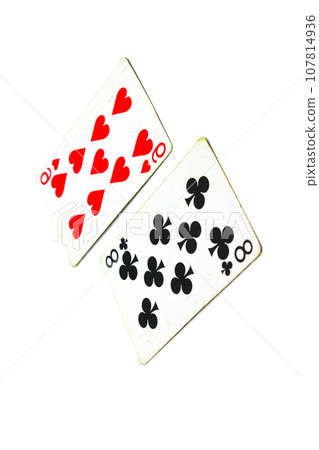 Playing cards on white background with selective focus Playing cards on white background with selective focus 107814936