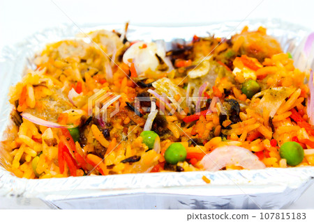 A picture of Veg biryani recipe with selective focus A picture of Veg biryani recipe with selective focus 107815183
