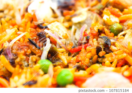 A picture of Veg biryani recipe with selective focus 107815184