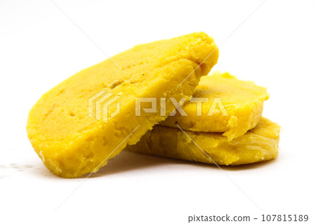 Gram flour sweets on white background with selective focus 107815189