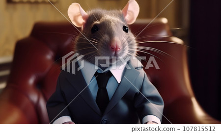 rat as president wearing costume and sitting in president chair, neural network generated image rat as president wearing costume and sitting in president chair, neural network generated image 107815512