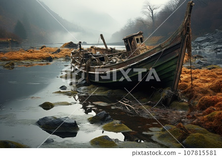 A Surrealist photography decaying landscapes. Generative AI 107815581