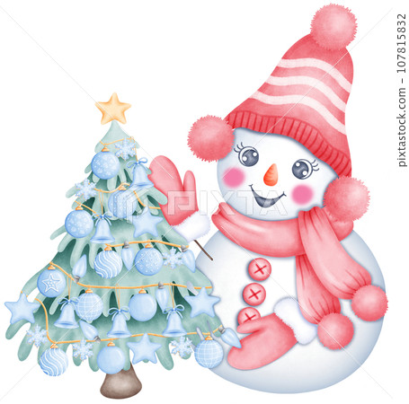 Cheerful Snowman Decoration for Holiday... - Stock Illustration ...