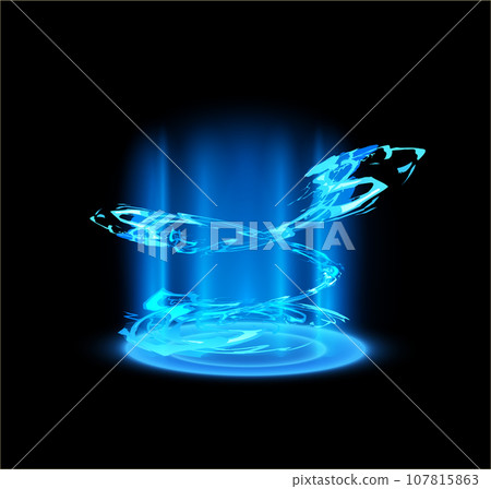 Blue round teleport game effect flat style, vector illustration Blue round teleport game effect flat style, vector illustration 107815863